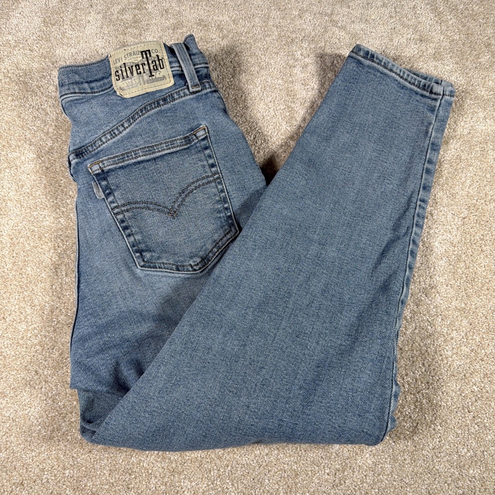 Levis SilverTab Mom Tapered Blue Jeans Womens 28 (FITS 27 X 26) Denim READ